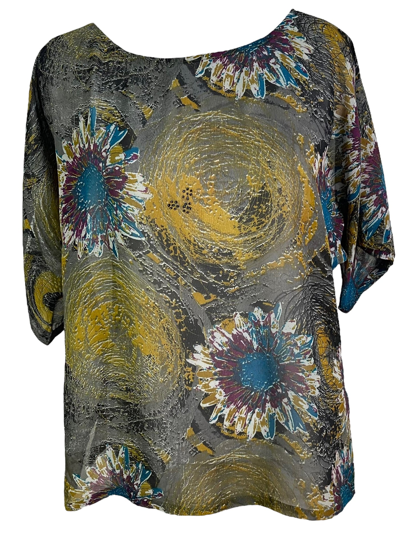 PRG6322 Sheer Avatar Pure Silk Side Slit Top