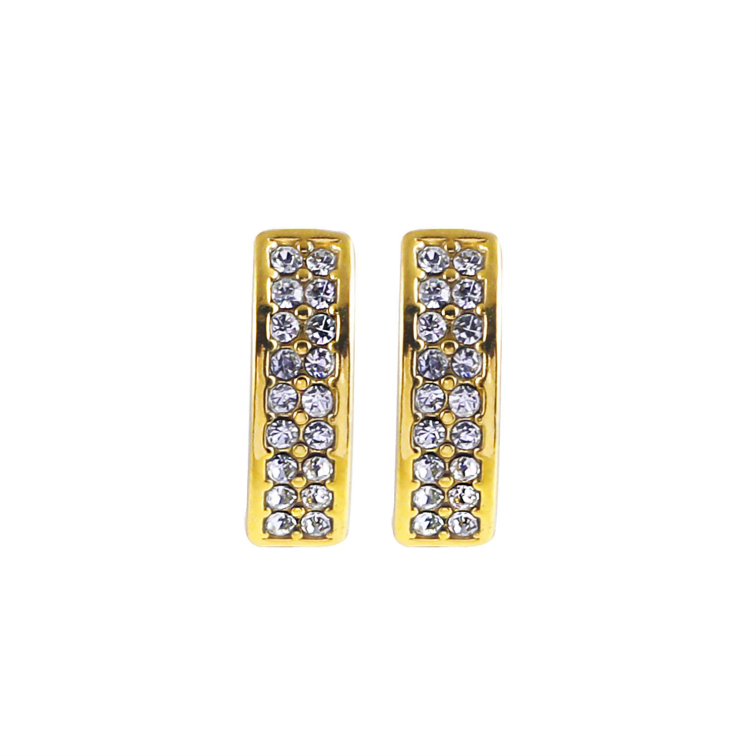 ASTRID: Minimalist Pavé Zirconia Curved Bar Stud Earrings Gold