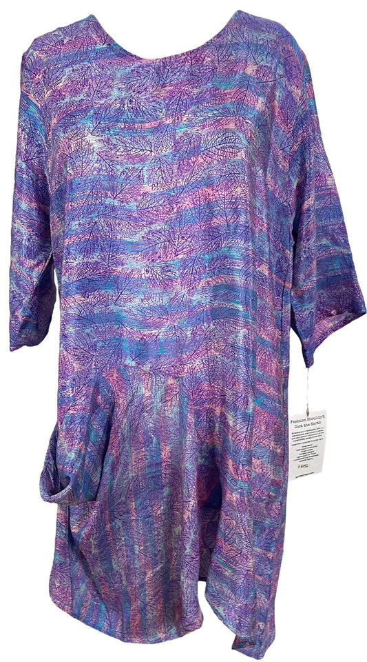 PRC6052 Avatar Pure Silk Self Pocket Tunic Dress