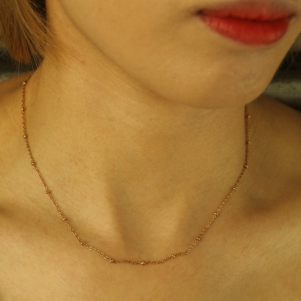 AVERY 20" Gold: Essential Daily Wear Beaded Gold Chain Necklace
