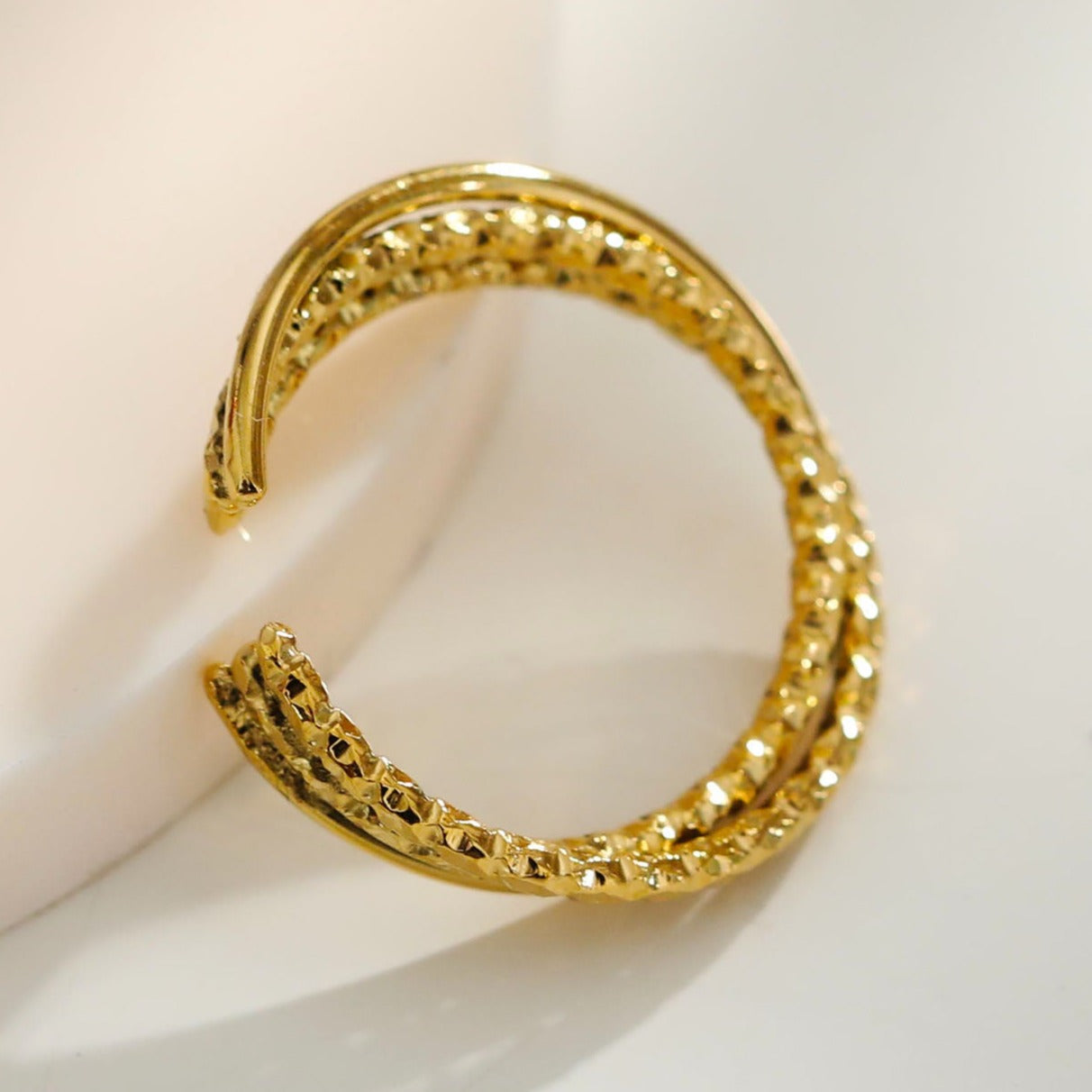 AZURA: Triple Stacked Contrasting Textured Ring