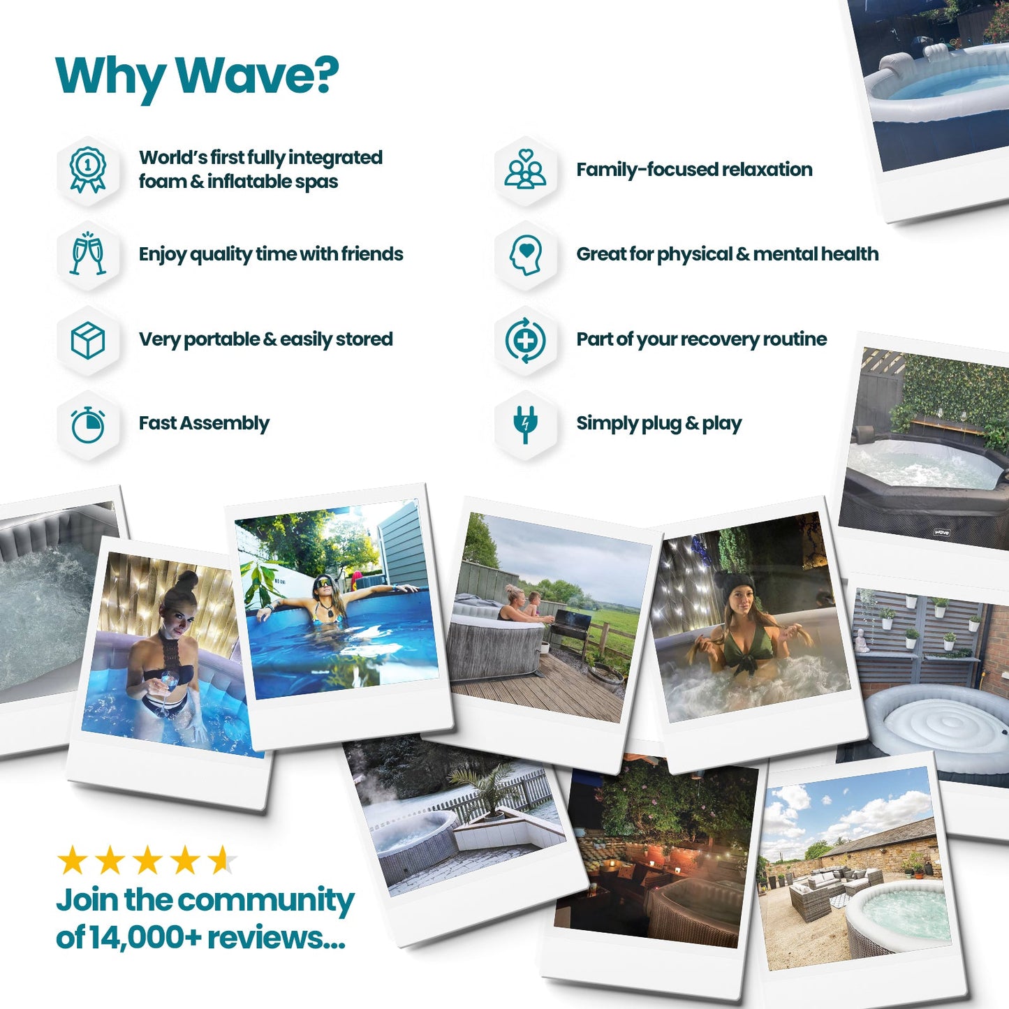 Wave | Como | 6-Person Eco Foam Hot Tub | Octagon | Built-In Integrated Heater