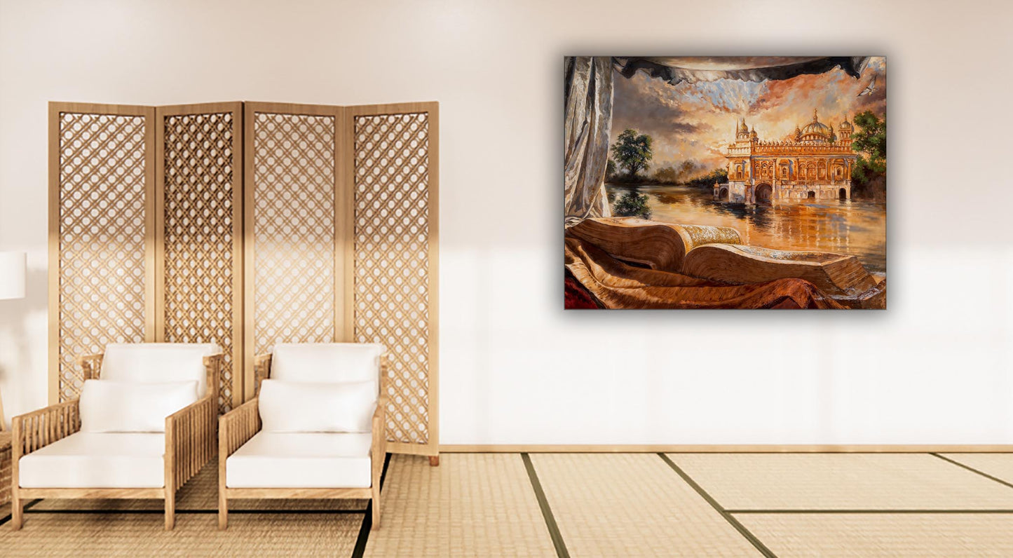 Wall Art -Ancient Golden Temple- Spiritual Wall Decor