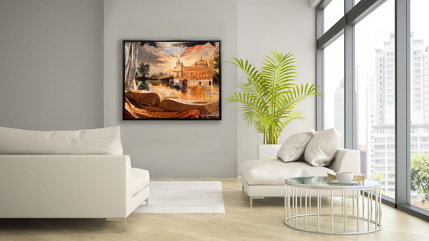 Wall Art -Ancient Golden Temple- Spiritual Wall Decor