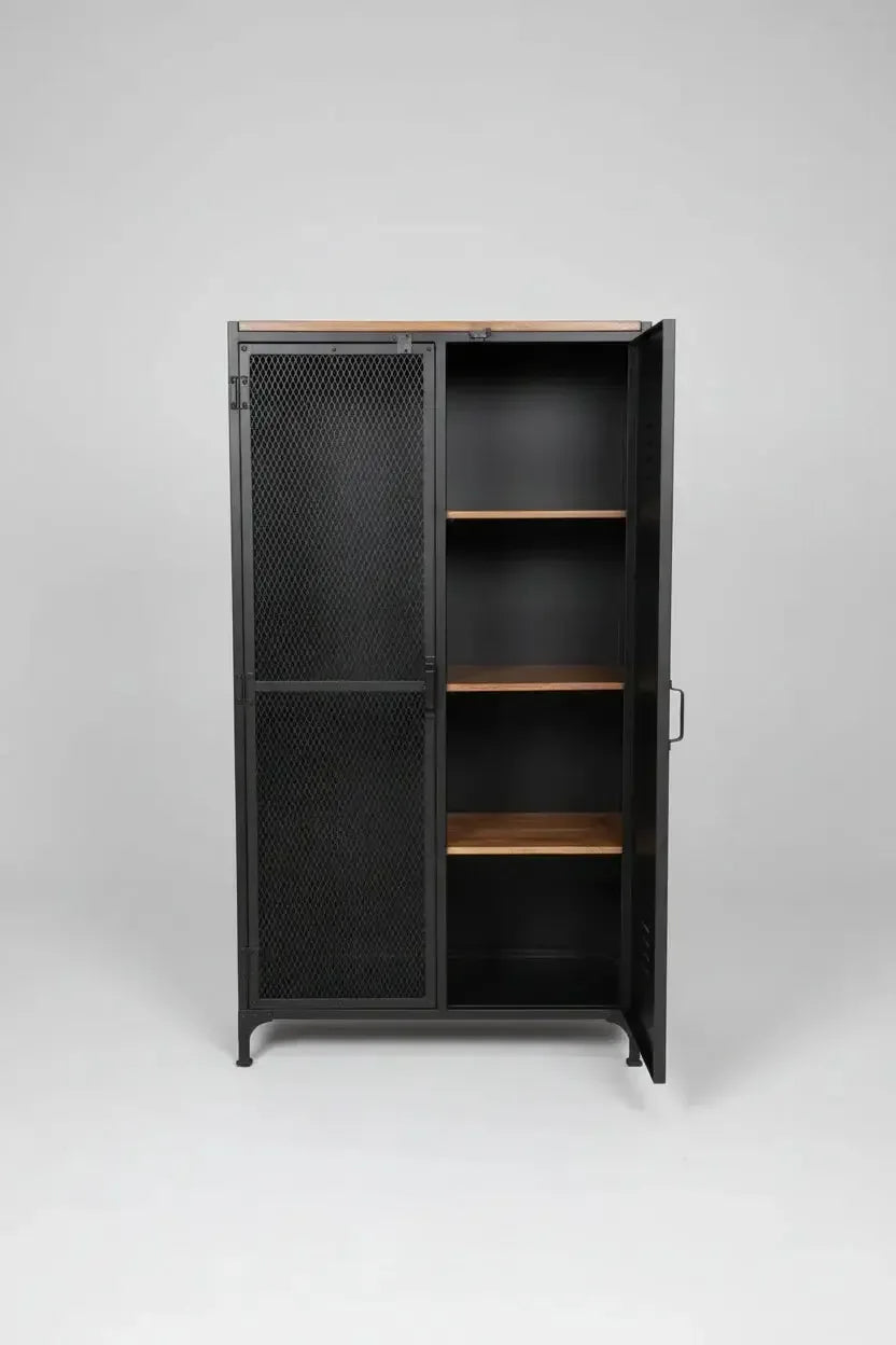 Armoire industrielle style casier avec porte en grillage