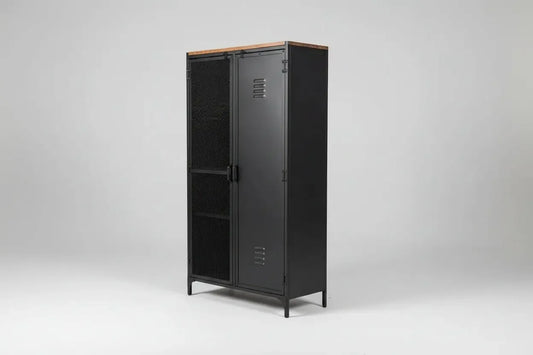 Armoire industrielle style casier avec porte en grillage