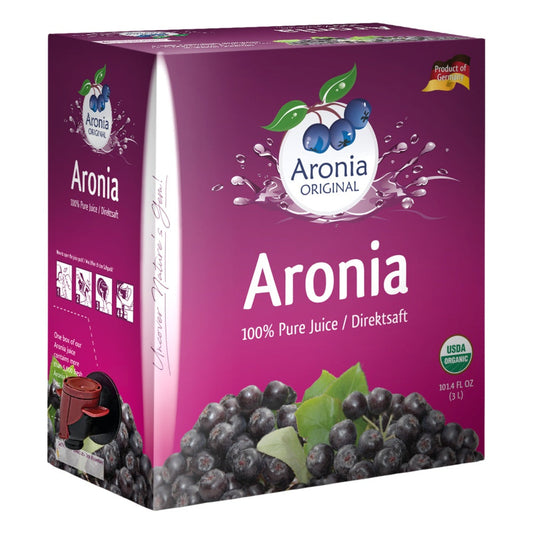 Organic Aronia Berry Juice 101.4 fl oz (3 Liter) Box | Not from Concentrate