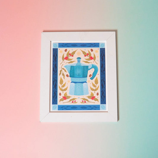 Moka Pot Coffee Art Print (7"x9")