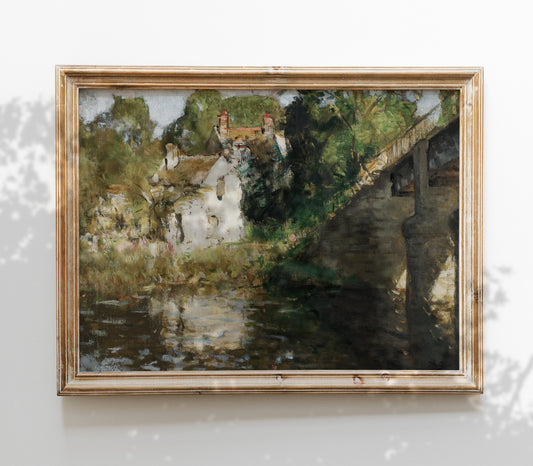 Vintage Cottage Landscape Art Print L0118