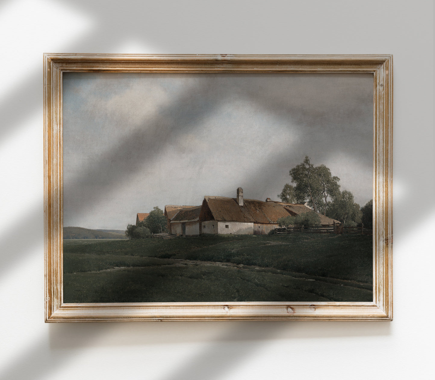 Vintage Hilltop Cottage Landscape Art Print L0165