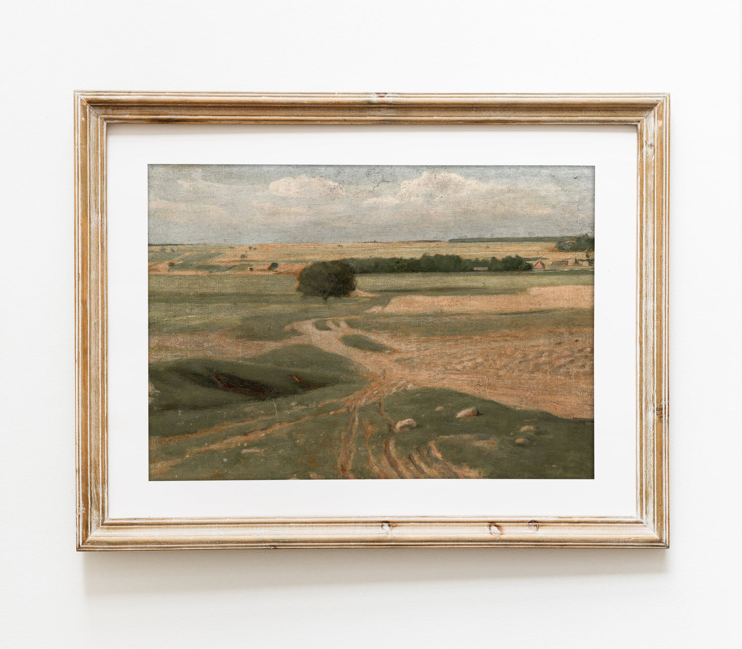 Farmland Landscape - Vintage Muted Neutral Field L244
