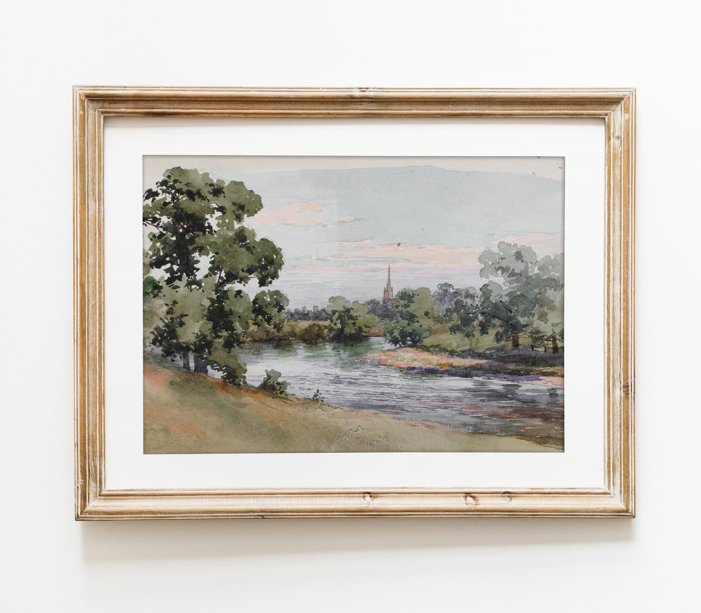 Vintage Riverside Landscape Art Print L0128