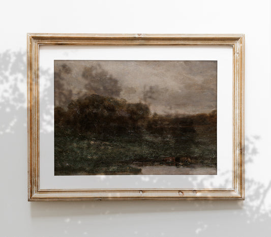 Vintage Moody Field Landscape Art Print L0135