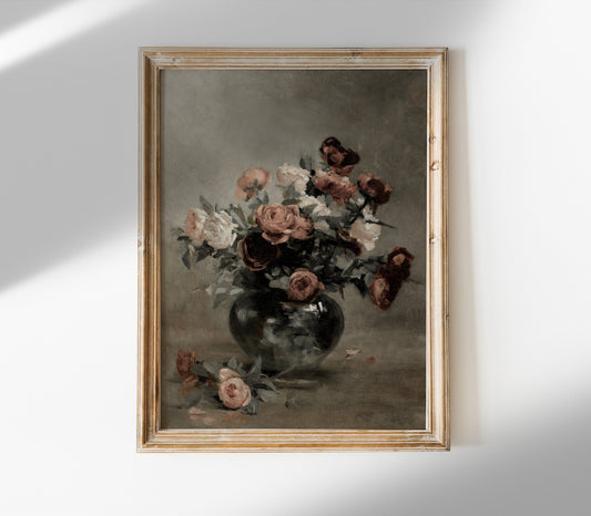 Vintage Moody Flower in Vase Art Print S0207