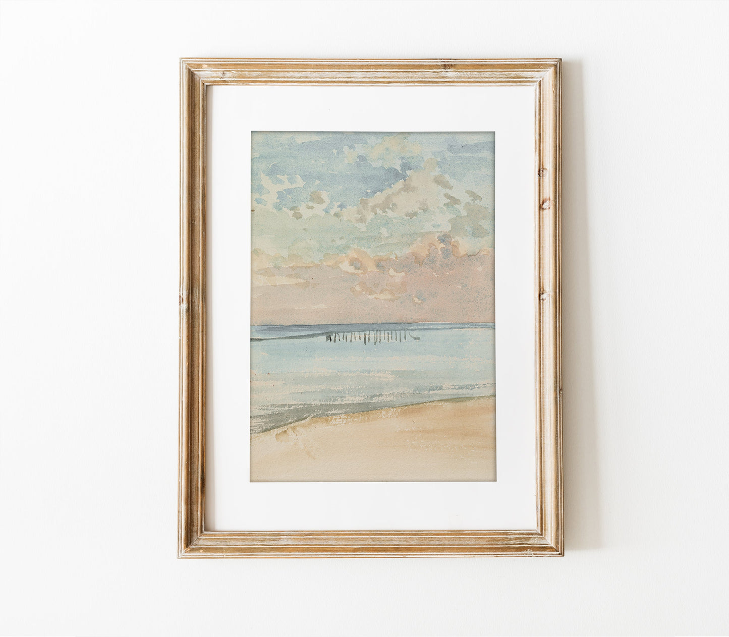 Vintage Pastel Coastal Landscape Art Print L0106