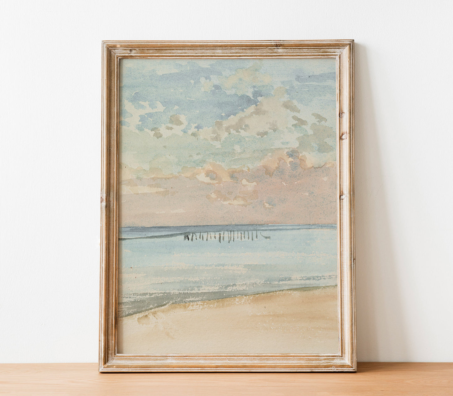 Vintage Pastel Coastal Landscape Art Print L0106