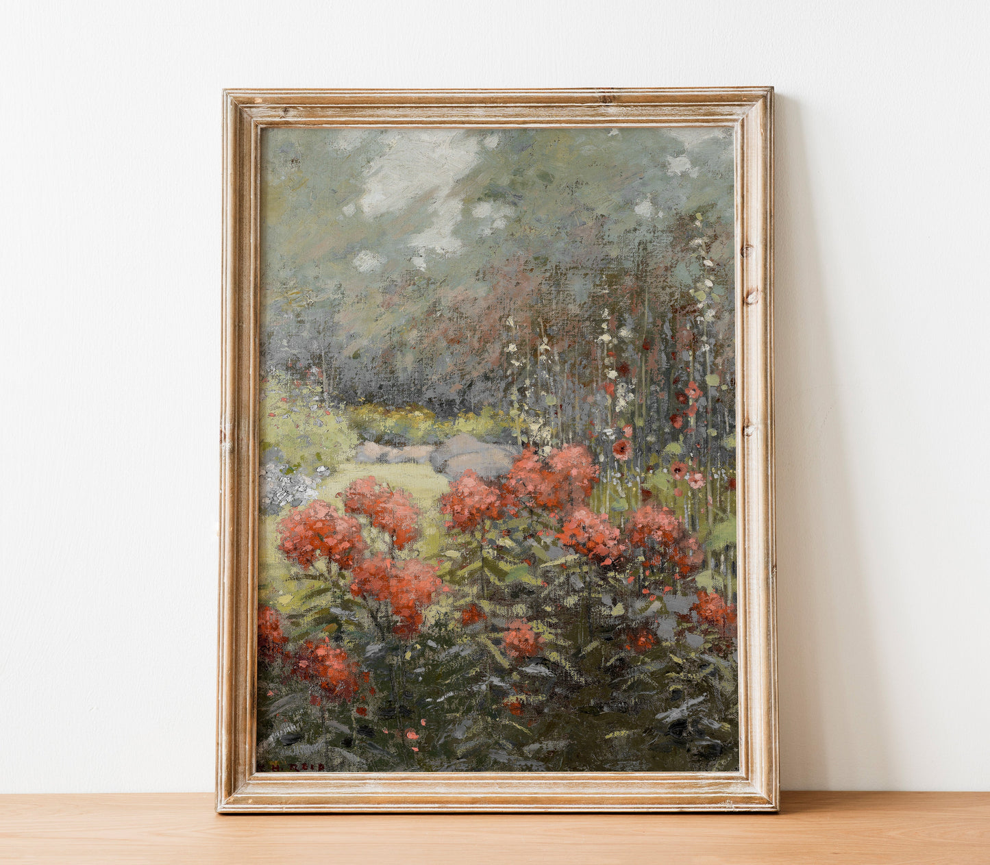 Autumn Floral Landscape - Vintage Fall Field Print L242
