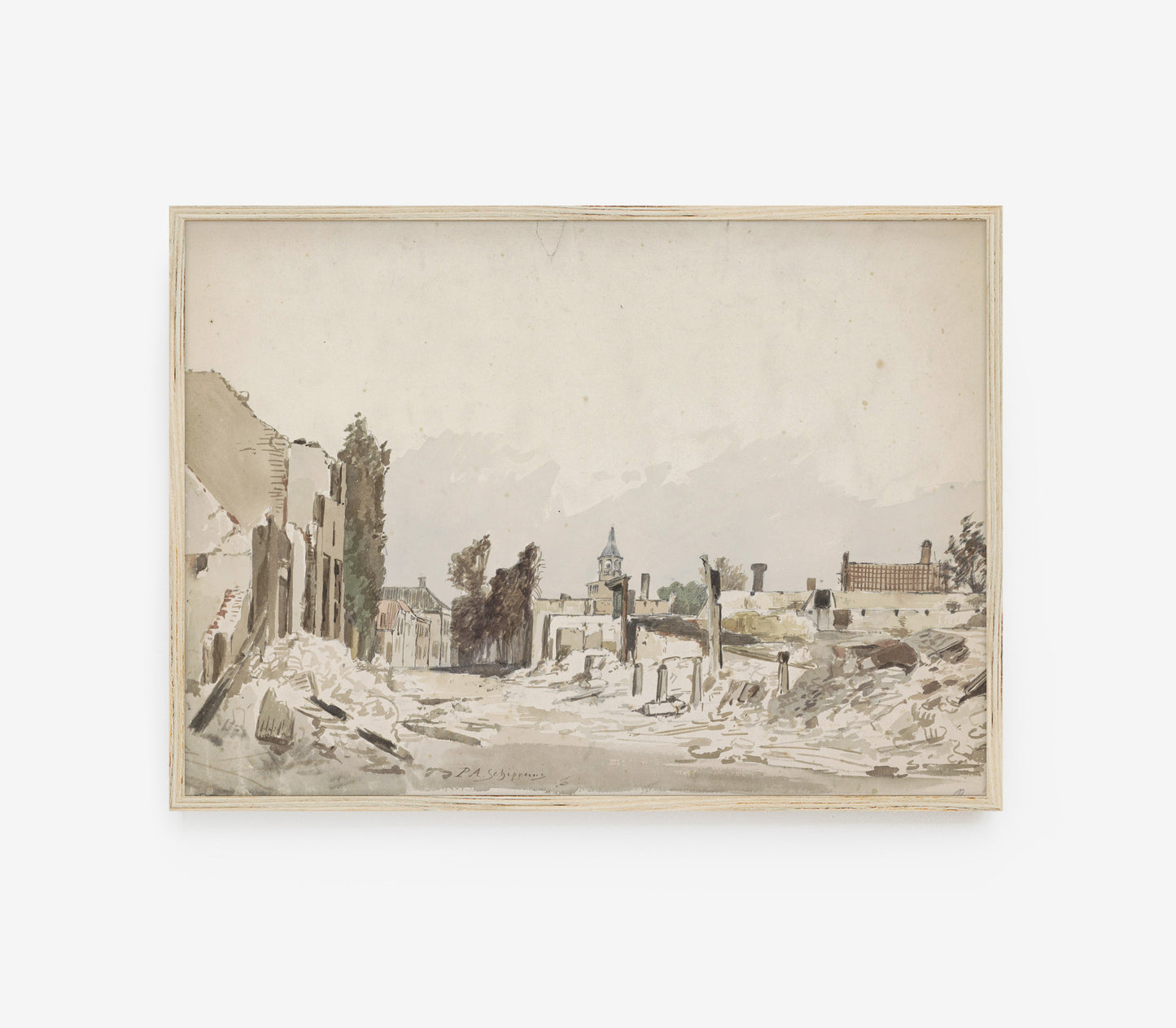 Vintage Neutral Landscape Art Print L0113