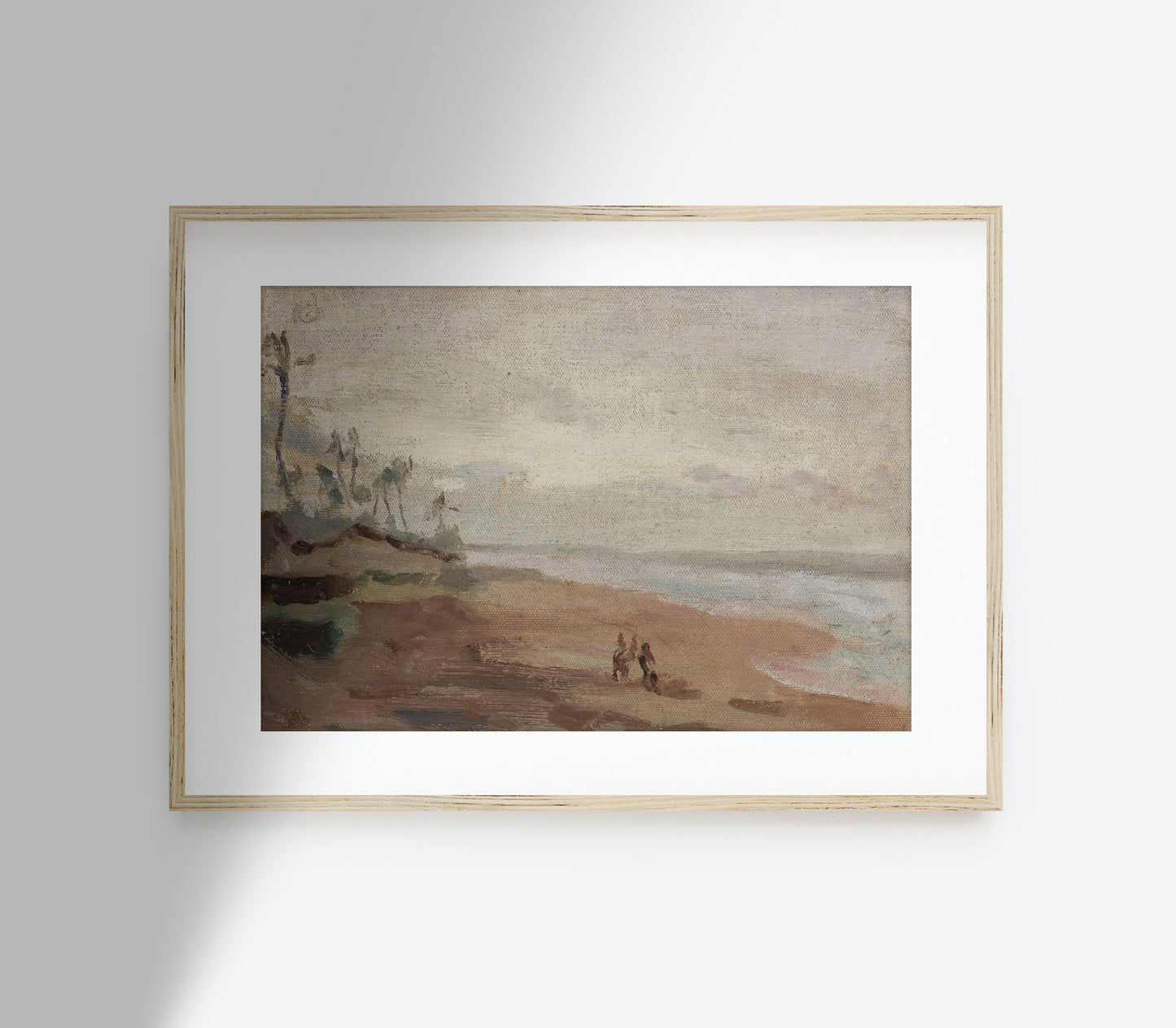 Antique Overcast Beach Landscape Art Print L0163