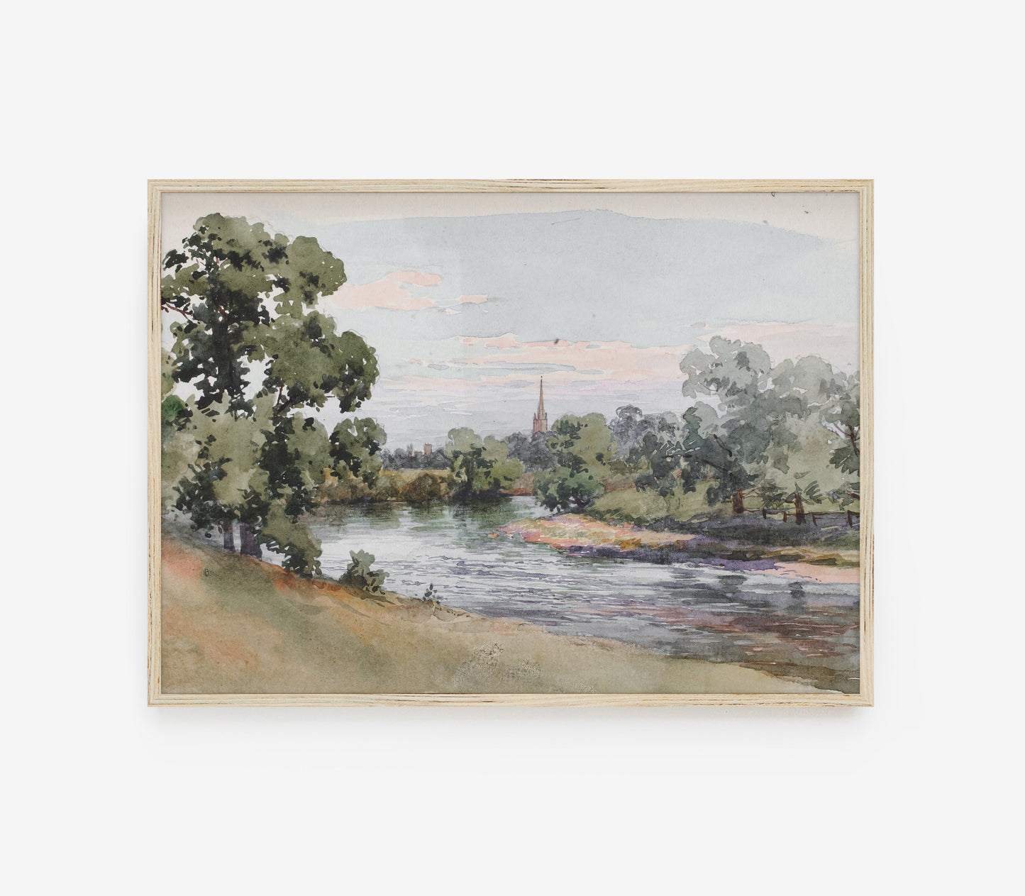 Vintage Riverside Landscape Art Print L0128