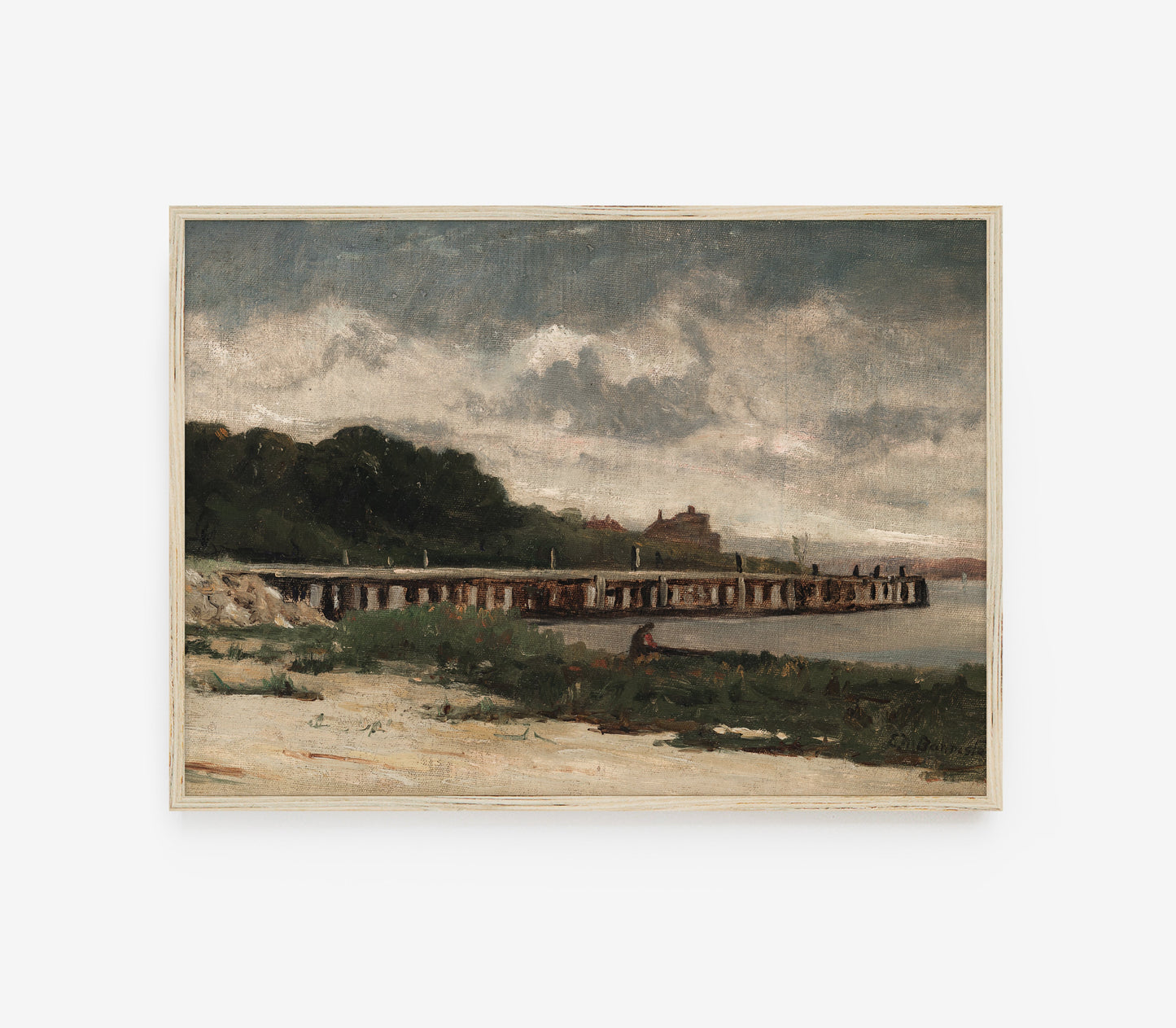 Vintage Moody Seaside Landscape Art Print L0130