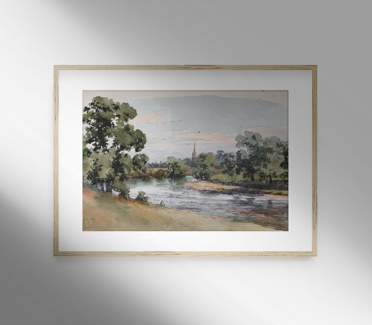 Vintage Riverside Landscape Art Print L0128