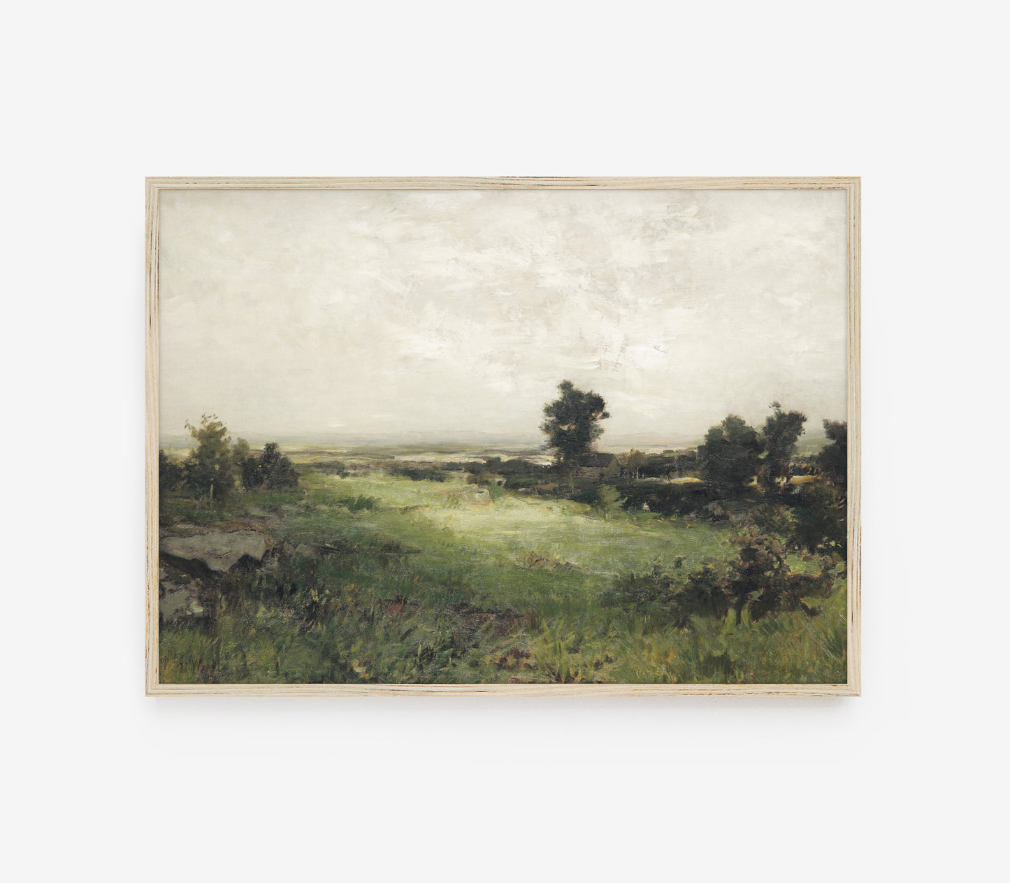 Vintage Muted Green Landscape Art Print L0157