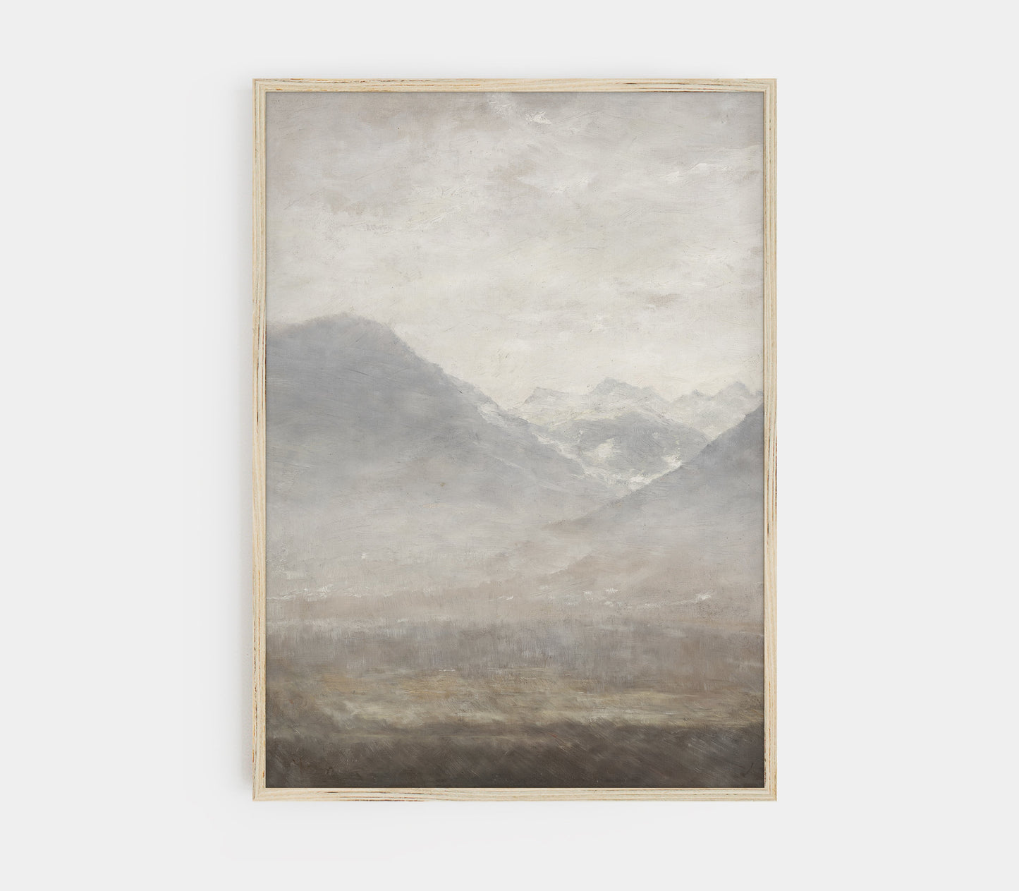 Vintage Muted Grey Landscape Art Print L0200