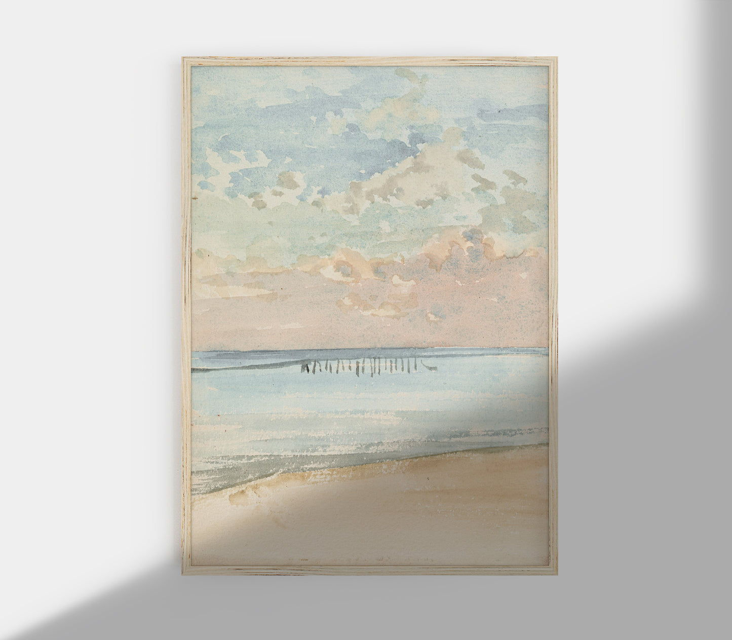 Vintage Pastel Coastal Landscape Art Print L0106