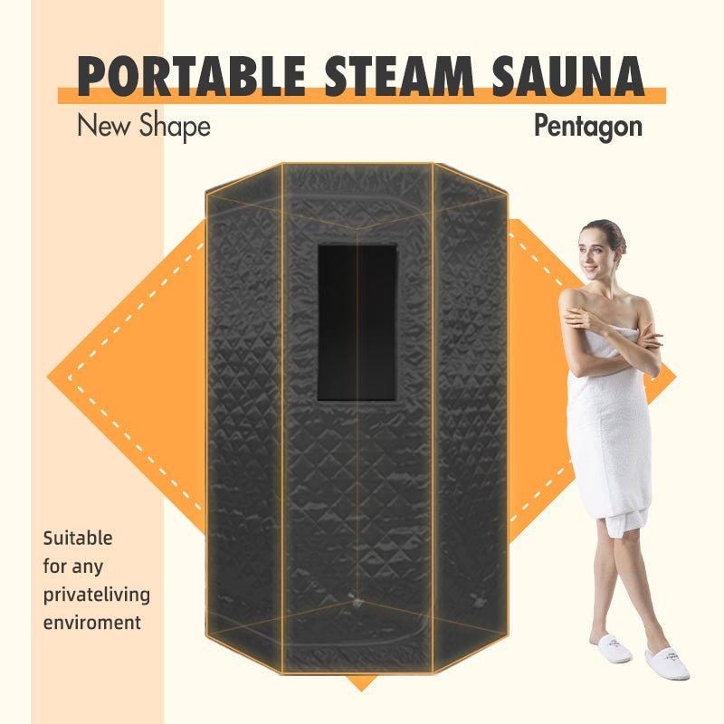 Blisspod | Portable | Personal Full Body 60 Min Rapid Steam Sauna | Pentagonal | Grey | Powerful 1600 Watts | 3.6L Stronger Steamer | 90X90X190cm