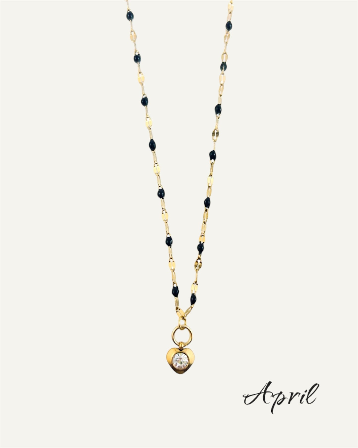 Heart Stone Necklaces in gold - various birthstone colours