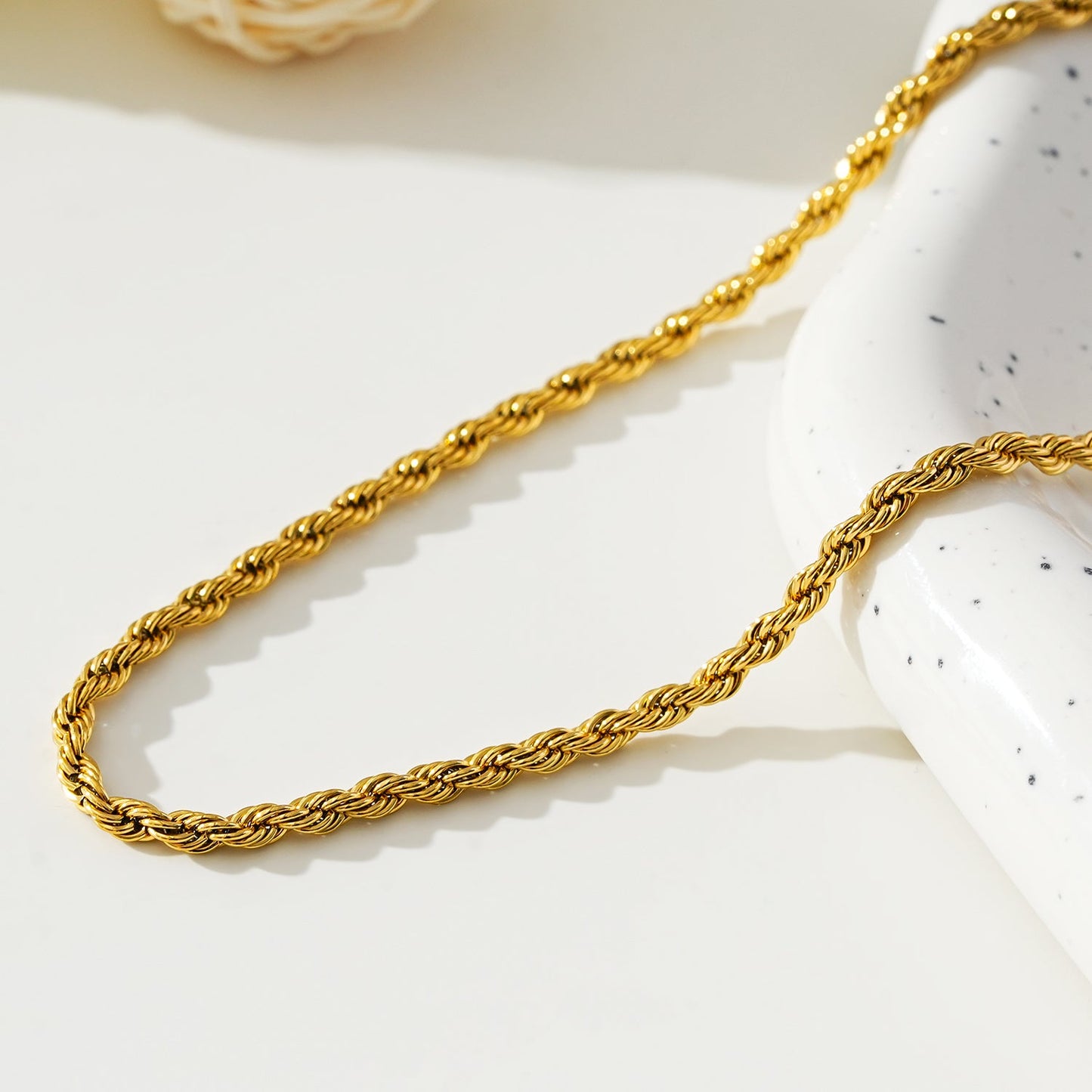 BALHAM: Rope Chain Textured Gold Necklace