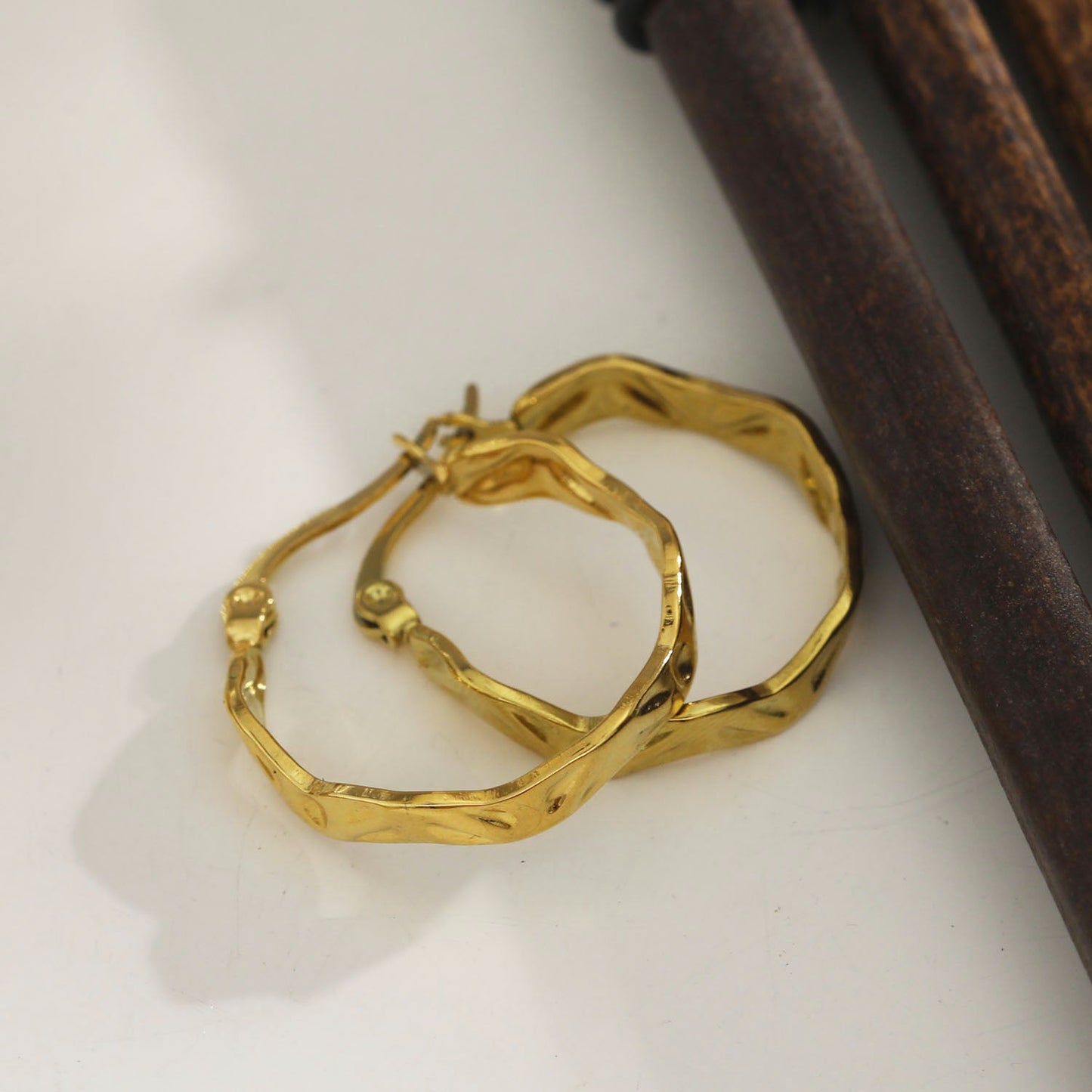 BARDELLO: AM to PM Twisted Textured Wavy Hoop Earrings