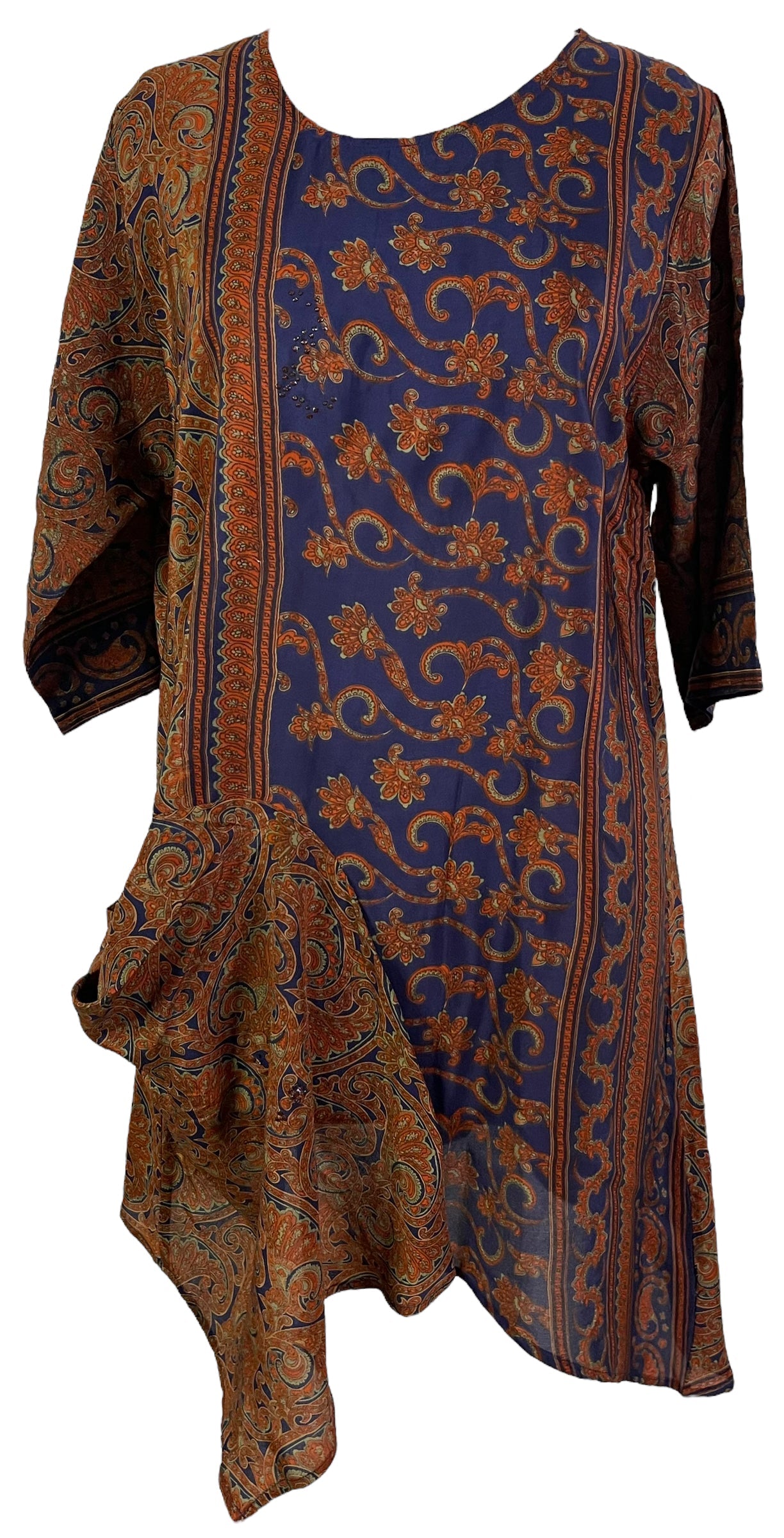 PRC6054 Avatar Pure Silk Self Pocket Tunic Dress