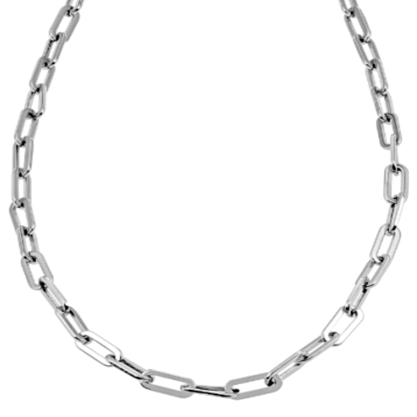 Style BECKENHAM:  Contemporary Silver Chain Link Paper Clip Necklace - 22"
