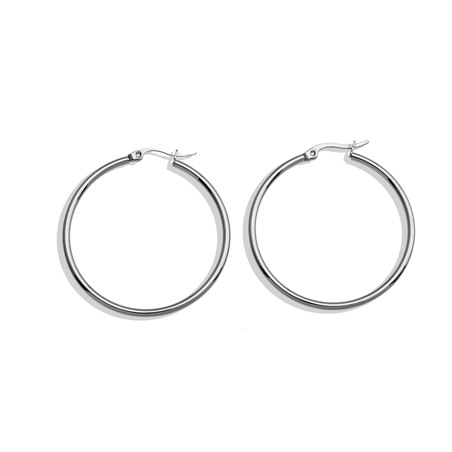 BIANCA Silver: Classic Essential Everyday Basic Round Silver Hoops. Available in 7 Sizes - 1cm to 6cm