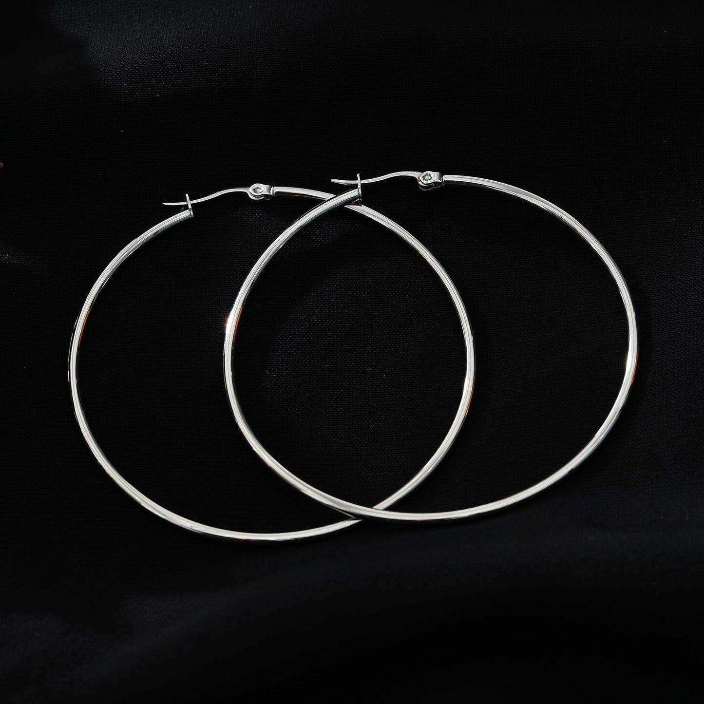 BIANCA Silver: Classic Essential Everyday Basic Round Silver Hoops. Available in 7 Sizes - 1cm to 6cm