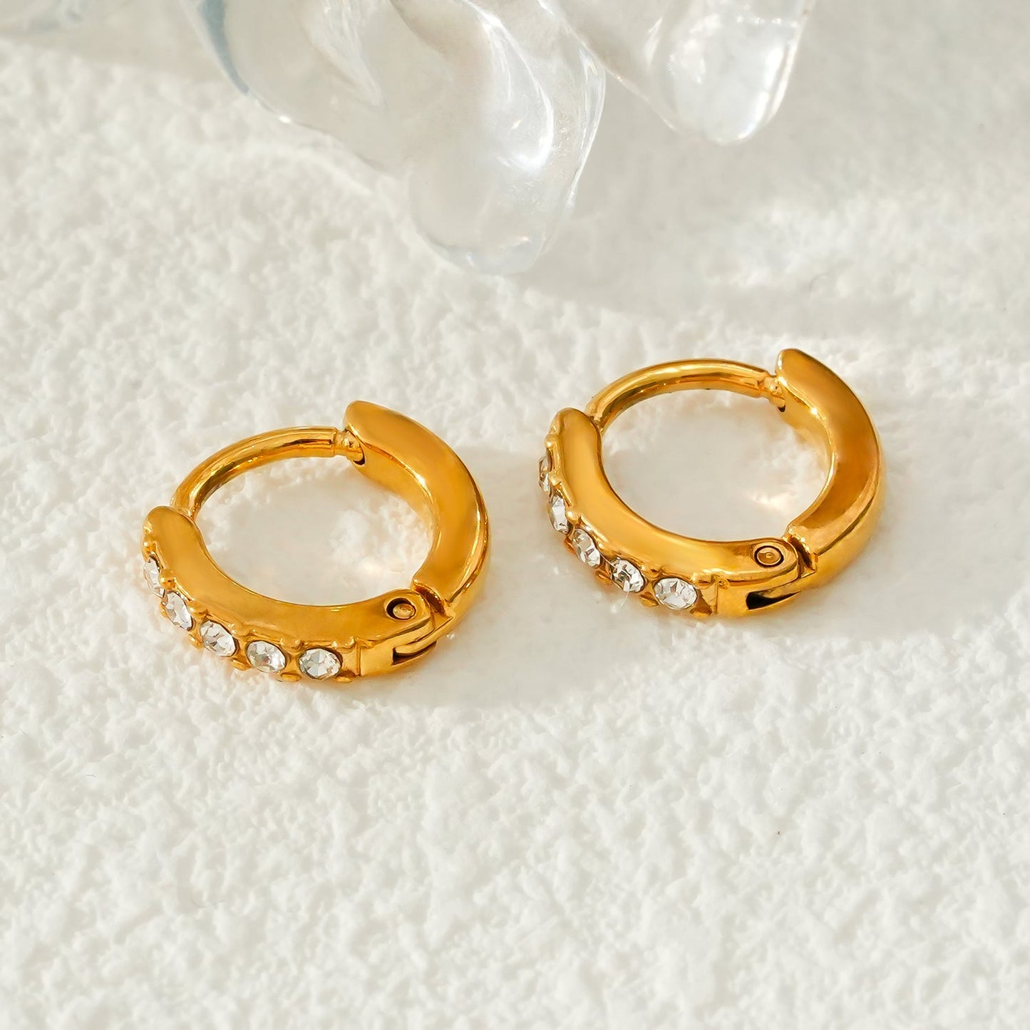 BLIJDE Gold: Single Row Pavé Zirconia (CZ) Mini Hoop Earrings