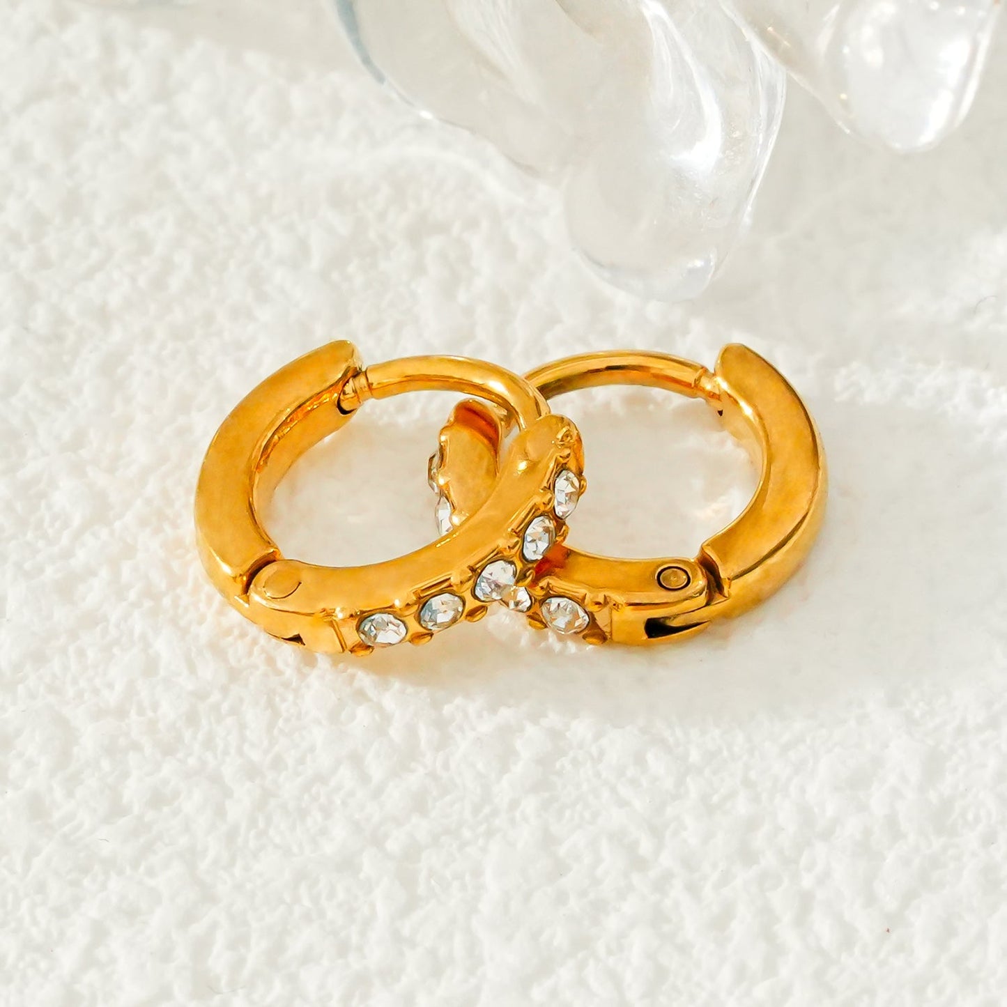 BLIJDE Gold: Single Row Pavé Zirconia (CZ) Mini Hoop Earrings