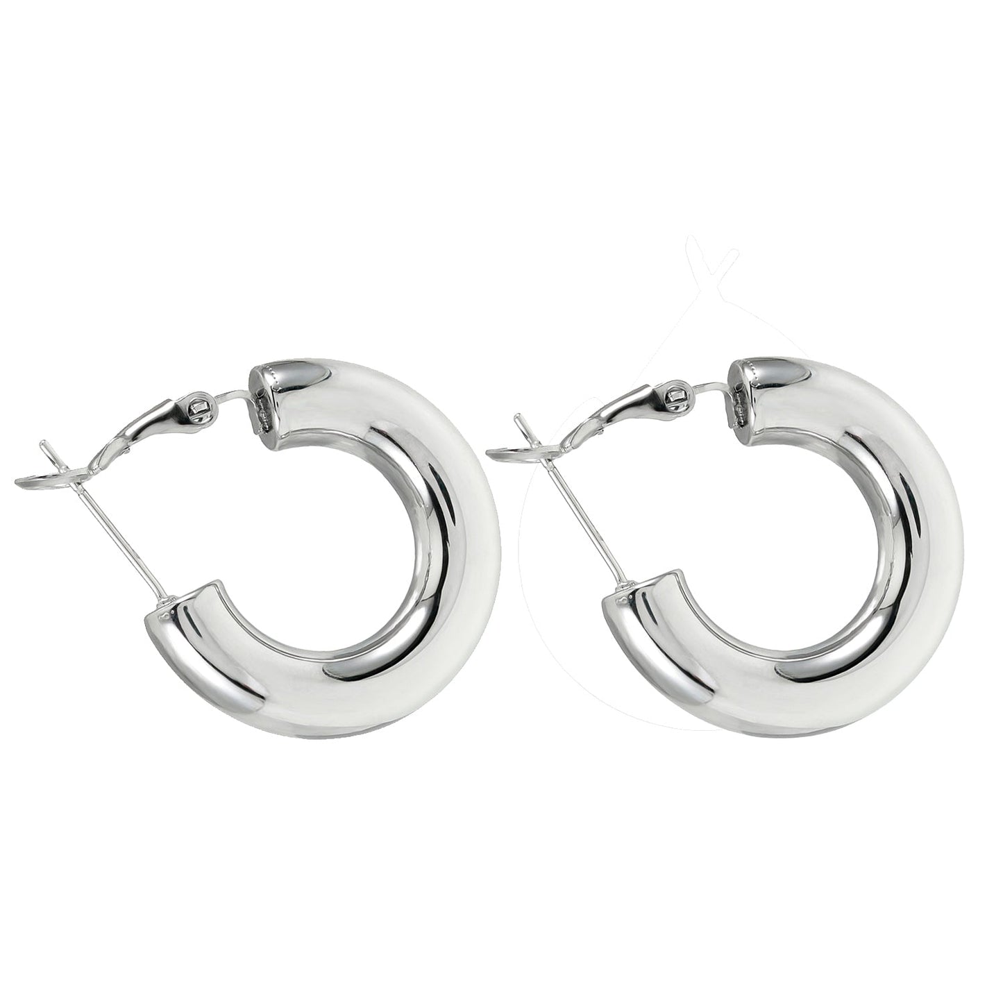BLYDE Silver (White Gold): Semi-Wide Essential Hoop Earrings (2.5cm)