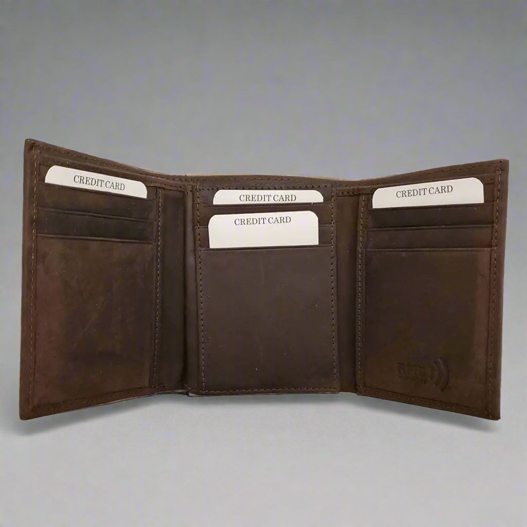 BOL Men's Centre Wing Trifold Leather RFID Wallet