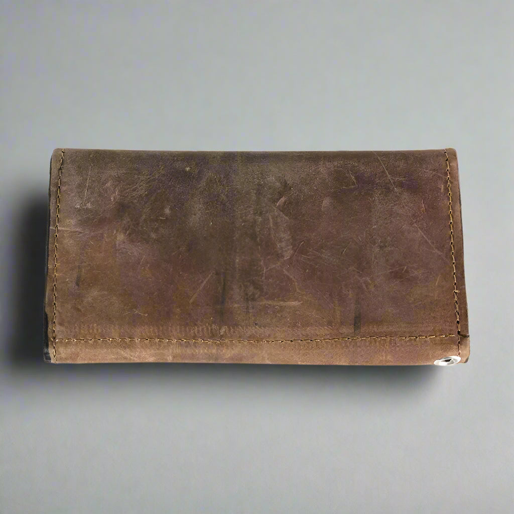 BOL Men's Chrome Plated Trucker Leather Trifold Wallet