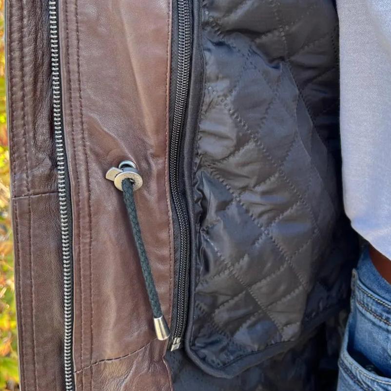 BOL Men's Double Collar Two-Tone Long Coat | Leather Jacket