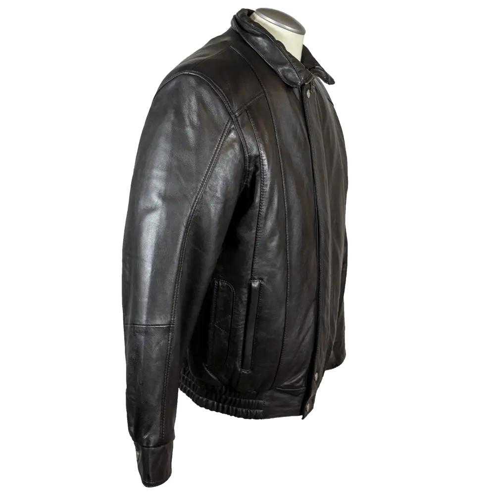 BOL Men's Double Pocket Leather Bomber Jacket