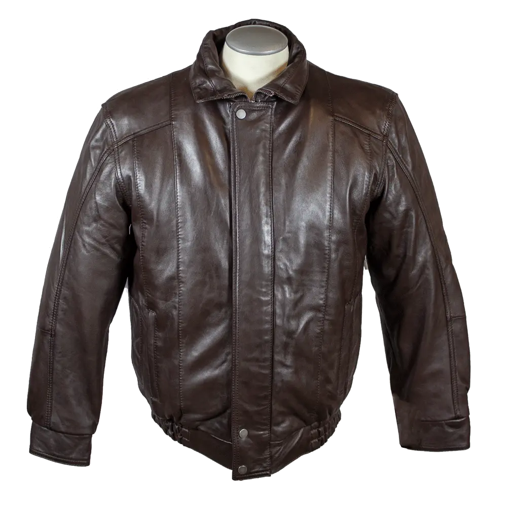 BOL Men's Double Pocket Leather Bomber Jacket
