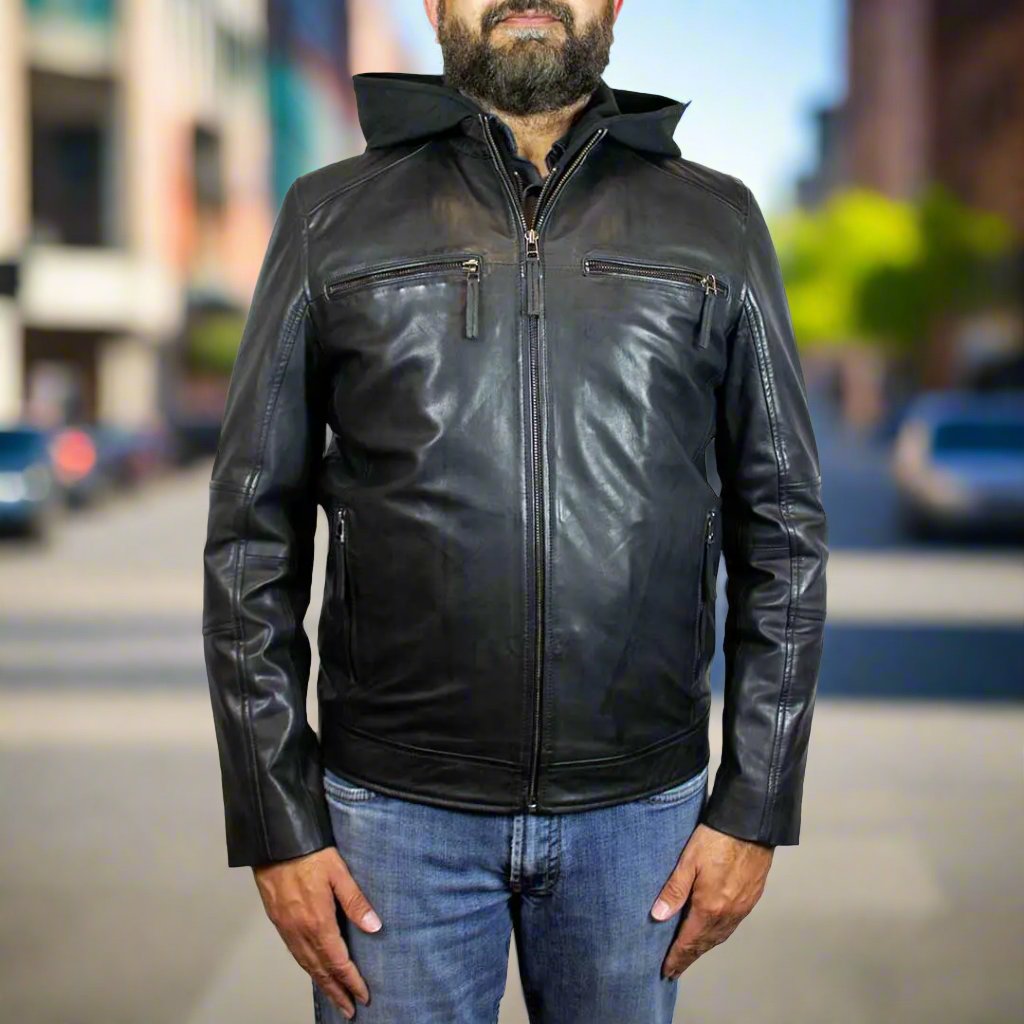 BOL Men's Eduardo Hoodie Leather Jacket