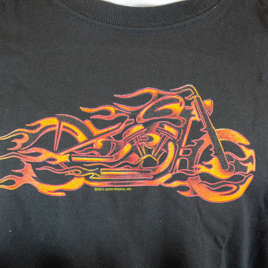 BOL Men's Flaming Bobber Motorcycle Long Sleeve Shirt