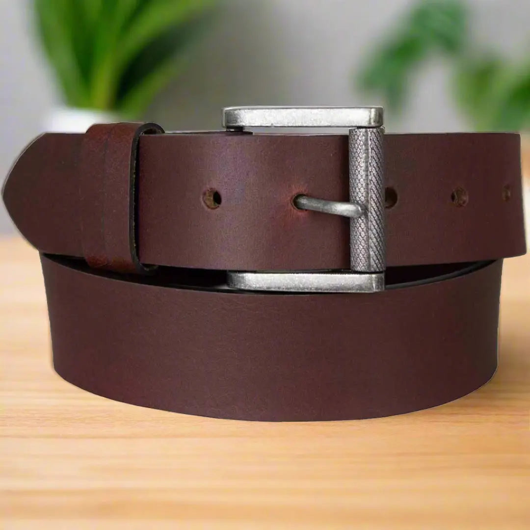 BOL Men's Removable Buckle Oil Pull Up Leather Belt