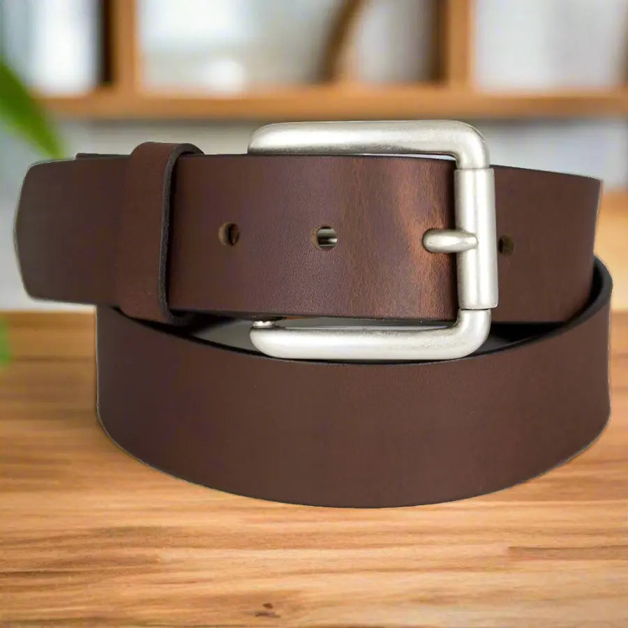 BOL Men's Removable Buckle Solid Leather Belt