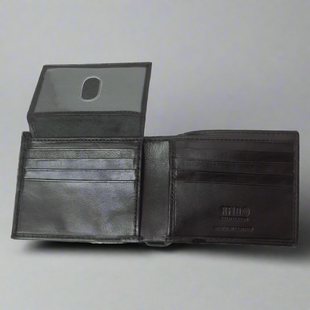 BOL Men's Trifold RFID Leather Wallet With Flip Up